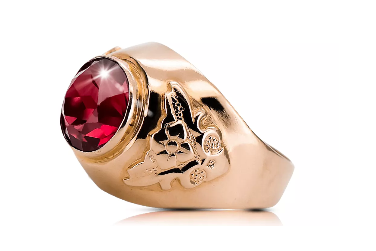 Vintage 14k ružové zlato Rubínový prsteň Vintage štýl vrc078r